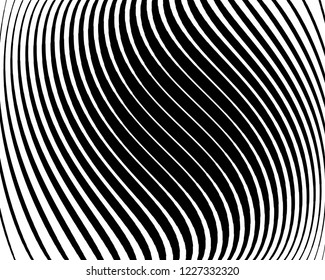Optical art background. Wave design black and white. Digital image with a psychedelic stripes. Vector illustration  Abstract pattern. Texture with wavy, curves lines.