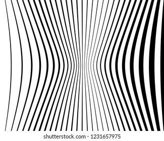 Optical art background. Wave design black and white. Digital image with a psychedelic stripes. Vector illustration Abstract pattern. Texture with wavy, curves lines