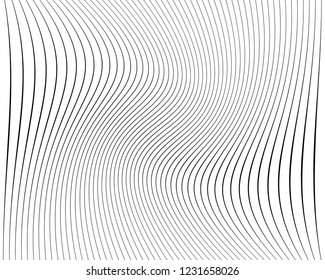 Optical art background. Wave design black and white. Digital image with a psychedelic stripes. Vector illustration Abstract pattern. Texture with wavy, curves lines