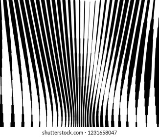 Optical art background. Wave design black and white. Digital image with a psychedelic stripes. Vector illustration Abstract pattern. Texture with wavy, curves lines