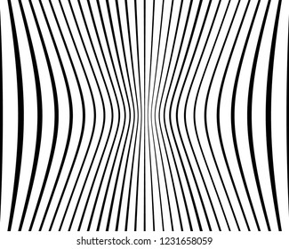 Optical art background. Wave design black and white. Digital image with a psychedelic stripes. Vector illustration Abstract pattern. Texture with wavy, curves lines