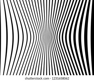 Optical art background. Wave design black and white. Digital image with a psychedelic stripes. Vector illustration Abstract pattern. Texture with wavy, curves lines