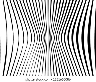 Optical art background. Wave design black and white. Digital image with a psychedelic stripes. Vector illustration Abstract pattern. Texture with wavy, curves lines