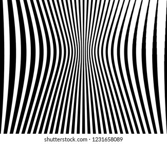 Optical art background. Wave design black and white. Digital image with a psychedelic stripes. Vector illustration Abstract pattern. Texture with wavy, curves lines