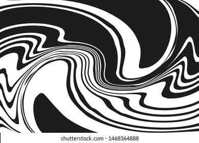  Optical art background. Wave design black and white. Digital image with a psychedelic stripes. Vector illustration  Texture with wavy, curves lines.