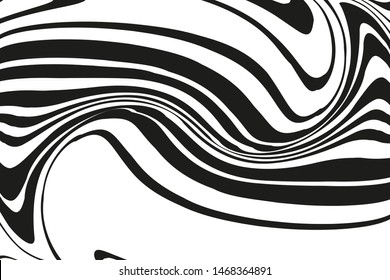  Optical art background. Wave design black and white. Digital image with a psychedelic stripes. Vector illustration  Texture with wavy, curves lines.