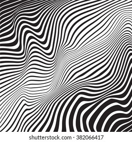 diseño óptico de ondas de fondo en blanco y negro