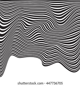 optical art background wave design black and white