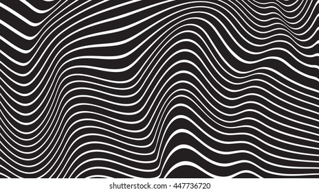 optical art background wave design black and white