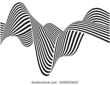 Optical art background,geometric wave design,black and white,Vector illustration wave stripes abstract background.eps10.