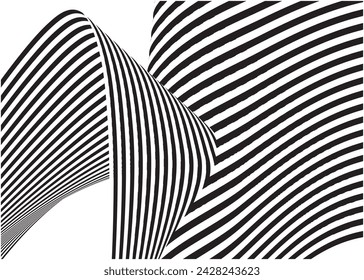 Optical art background,geometric wave design,black and white,Vector illustration wave stripes abstract background.eps10.