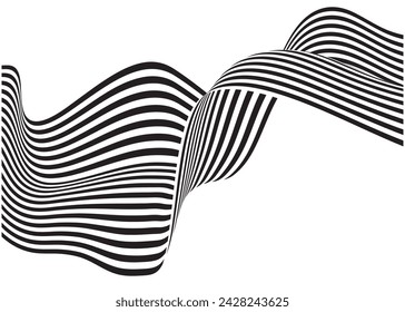 Optical art background,geometric wave design,black and white,Vector illustration wave stripes abstract background.eps10.