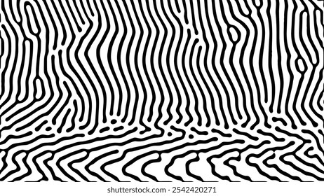 Optical art with fluid black lines on white background