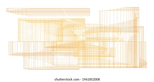 Optische Kunst der zukünftigen Stadt. Linienarchitektur.