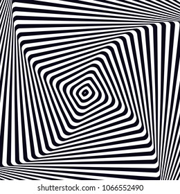 Optical art. Optical illusion background. Modern geometric background. Monochrome vector pattern. Design for wallpaper, wrapping, fabric, background, backdrops, prints, banners.