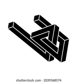 Optical art. Impossible object. Geometric shape. Optical illusion figure. 