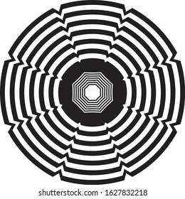 Optical art inspired polygon mandala can be colored