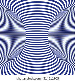optical art object. spiral with white and dark blue stripes. marine sea style. abstraction and optical illusion background for modern posters, card, invitation or magazine cover
