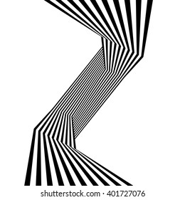 optical art, op-art striped wavy background. abstract waves black and white line stripes