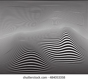 optical art opart striped wavy background abstract waves black and white