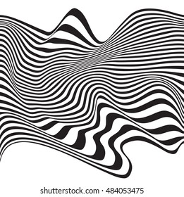 optical art opart striped wavy background abstract waves black and white