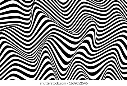 OPTICAL ART STRIPED BACKGROUND. ABSTRACT GRAPHIC DESIGN. SURREAL ILLUSTRATION.