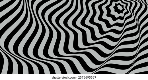 OPTICAL ART STRIPED BACKGROUND. ABSTRACT GRAPHIC DESIGN. SURREAL ILLUSTRATION.