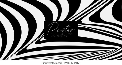 Optical Art with Twist Striped. Background Abstract Line Black and White Color. Swirl Hypnotic Pattern. Vector illustration.	