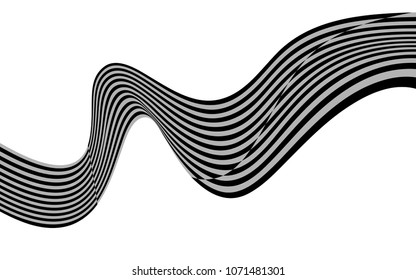 optical art wave abstract background black and white