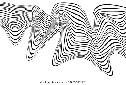 optical art wave abstract background black and white