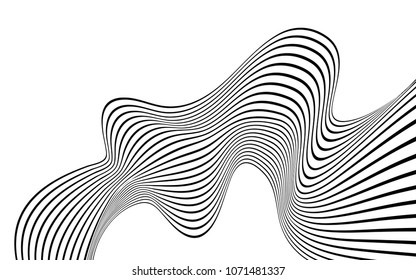 optical art wave abstract background black and white