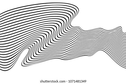 optical art wave abstract background black and white