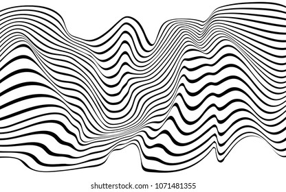optical art wave abstract background black and white