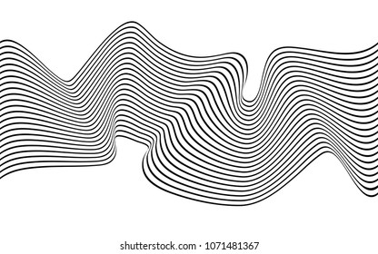 optical art wave abstract background black and white