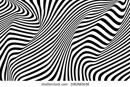 optical art wave abstract background black and white