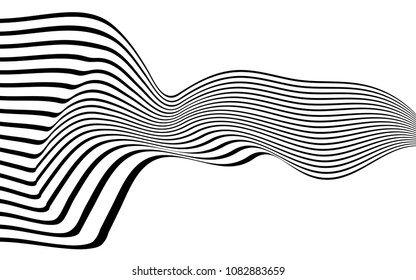 optical art wave abstract background black and white