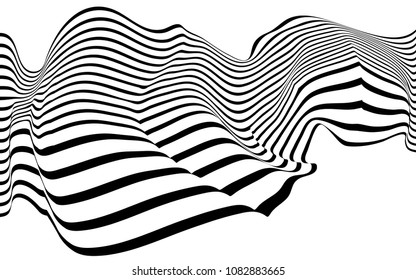 optical art wave abstract background black and white