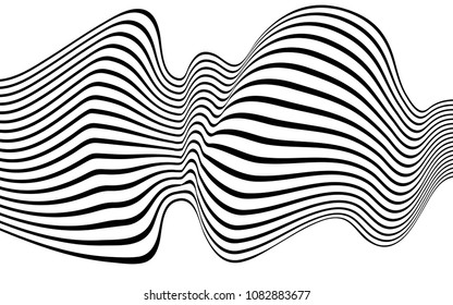optical art wave abstract background black and white