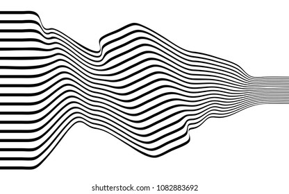 optical art wave abstract background black and white