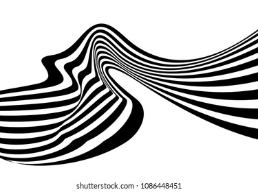 optical art wave abstract background black and white