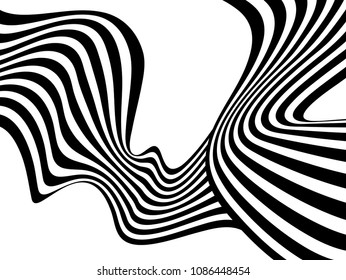 optical art wave abstract background black and white