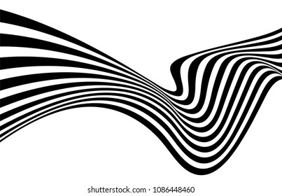 Optical Art Wave Abstract Background Black And White