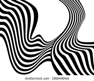 optical art wave abstract background black and white