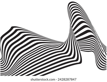 Fondo de onda de arte óptico blanco y negro, Fondo psicodélico. Op art, ilusión óptica. Diseño moderno, textura gráfica.