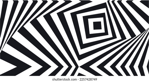  Optical background black and white geometrical lines pattern, vector  vintage stripes,zigzag effect,curve lines texture. 