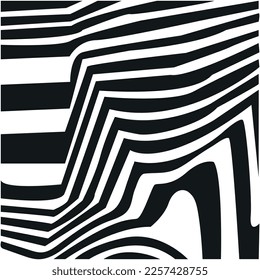  Optical background black and white geometrical lines pattern, vector  vintage stripes,zigzag effect,curve lines texture. 