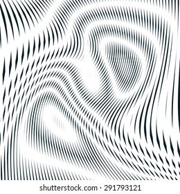 Optical background with monochrome geometric lines. Moire pattern, trance effect. 