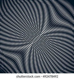 Optical background with monochrome geometric lines. Moire pattern, trance effect. 