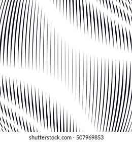 Optical background with monochrome geometric lines. Moire pattern, trance effect. 