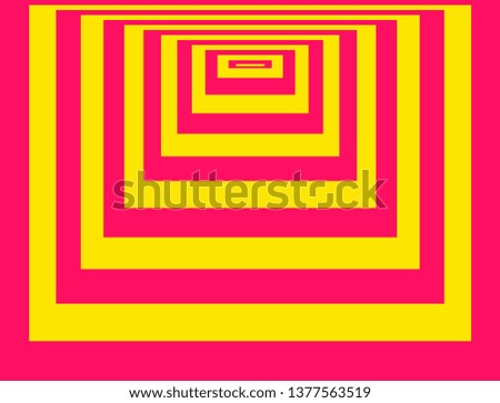 Optical background with striped color rectangles. Deep immersion, space tunnel, architectural corridor. Hypnotic multicolored texture, op art abstraction.
